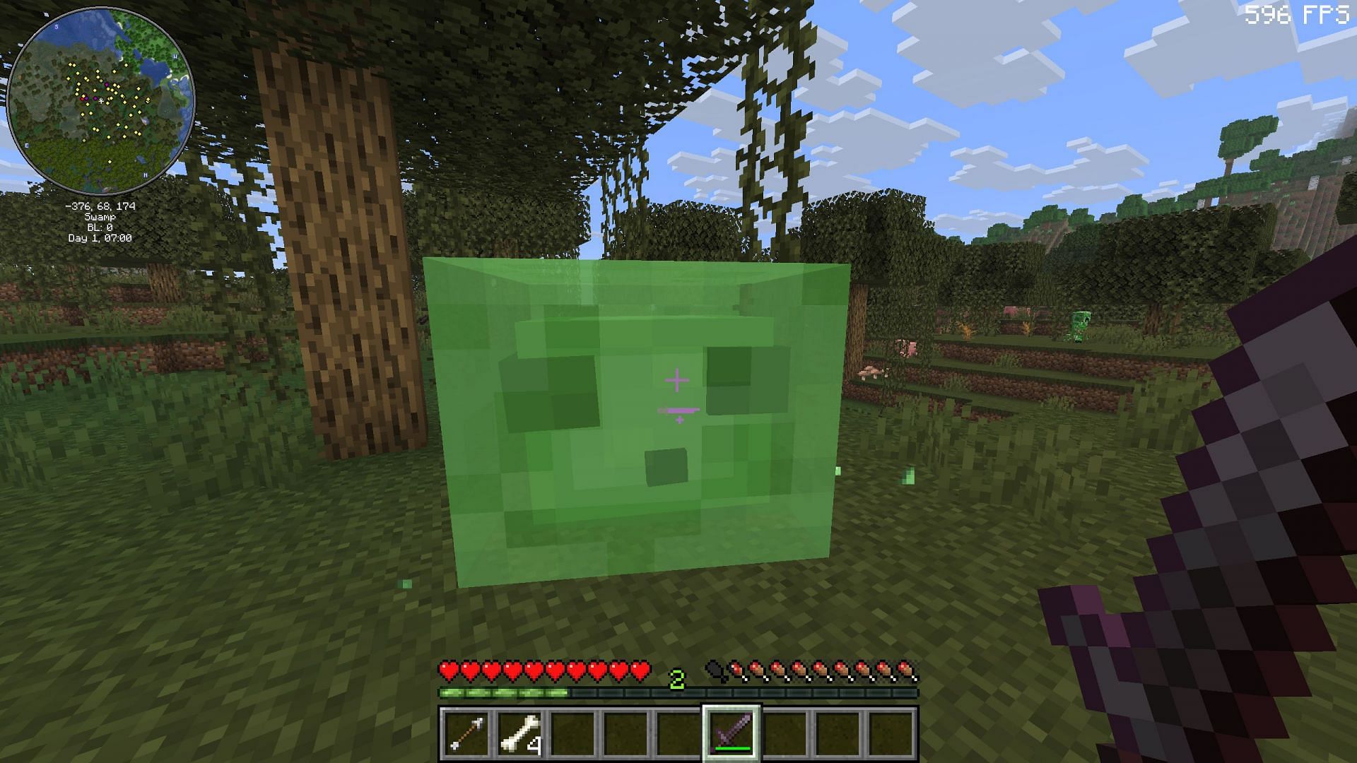 Slimes will jump towards you and attack you (Image via Sportskeeda Gaming || Mojang Studios)